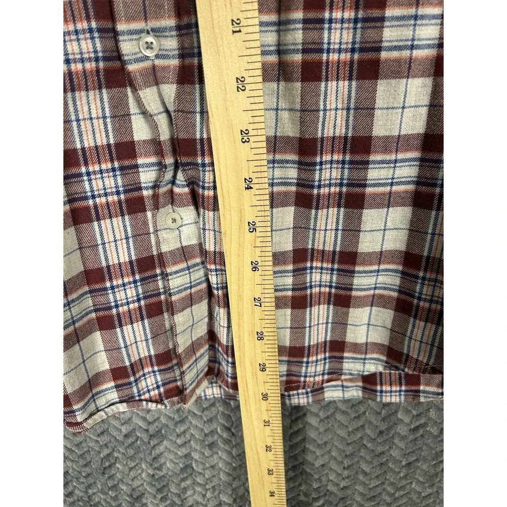 Banana Republic‎ Flannel Shirt Men's L Plaid Blue White Red Luxe Cotton